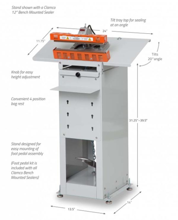 Clamco Model 825 Stand for Bench Mounted Sealer 486x600